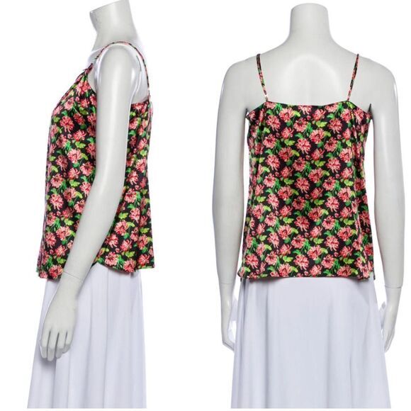 NEW Stella McCartney Ellie Leaping Silk Floral Tank Top, Black, Medium - Picture 3 of 12